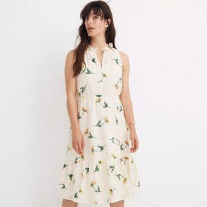 Madewell Eyelet Ruffle-Neck Tiered Dress in Sunflower Scatter